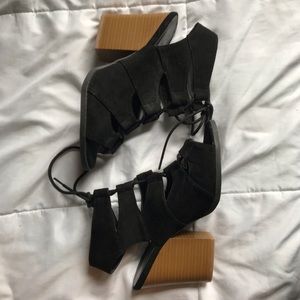 Black Lace Up Sandal Booties